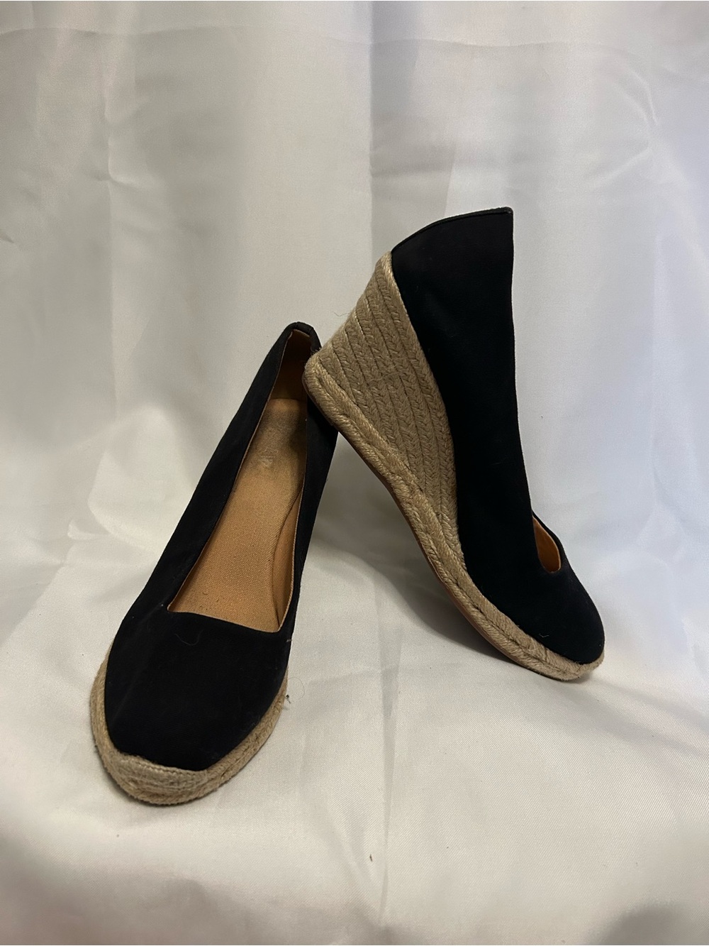 J. Crew Black Espadrille Wedge Pumps